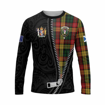 Buchanan Tartan Long Sleeve T-Shirt New Zealand Pattern Unique Zipper Stylized