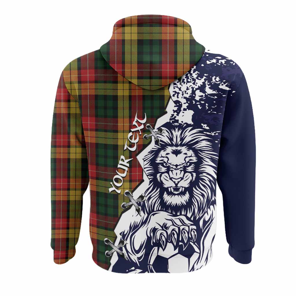 Buchanan Tartan Scottish Hoodie Angry Lion With Soccer Ball Style