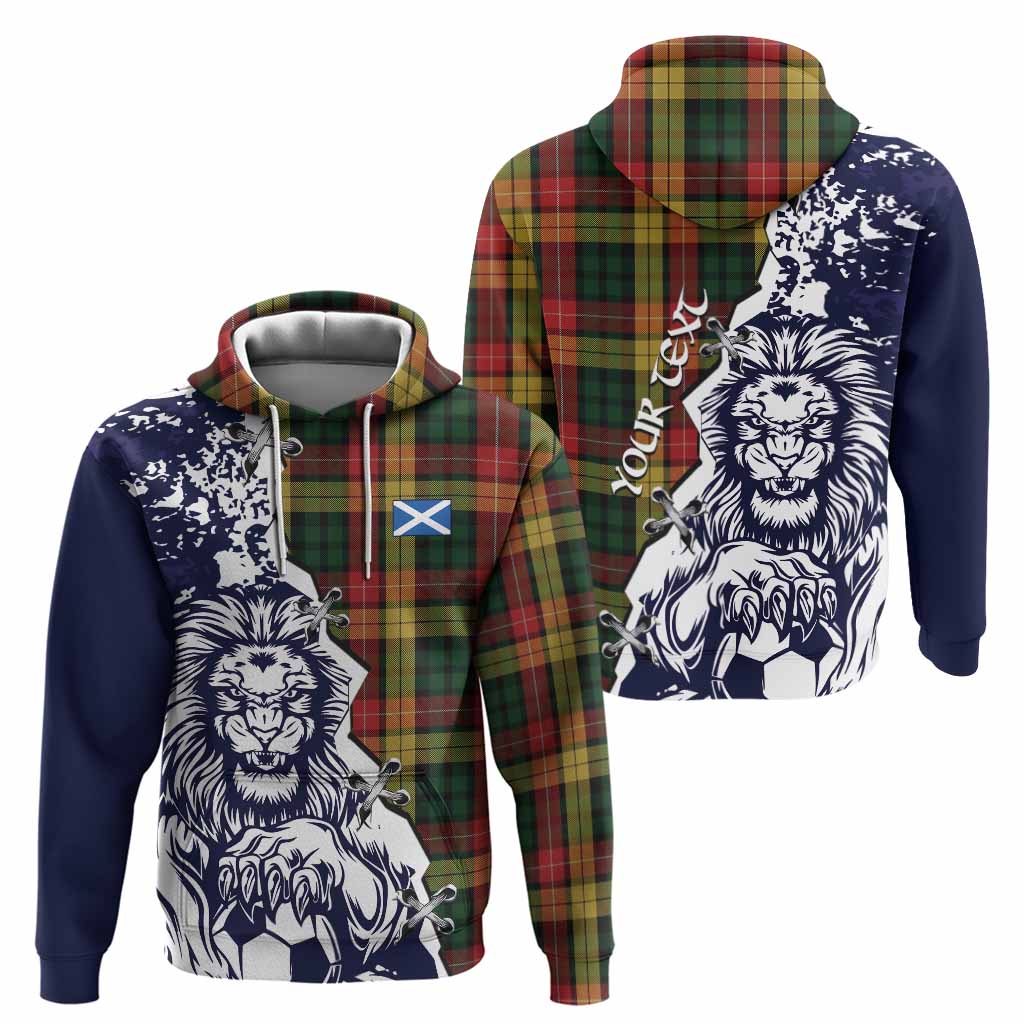 Buchanan Tartan Scottish Hoodie Angry Lion With Soccer Ball Style