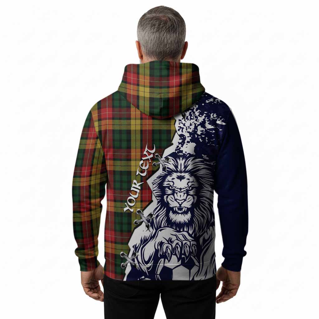 Buchanan Tartan Scottish Hoodie Angry Lion With Soccer Ball Style