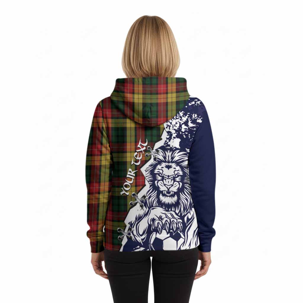 Buchanan Tartan Scottish Hoodie Angry Lion With Soccer Ball Style