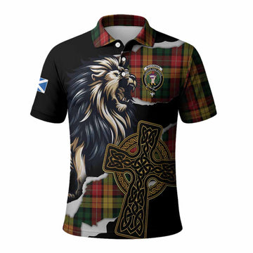 Buchanan Tartan Scottish Polo Shirt Lion Celtic Heritage