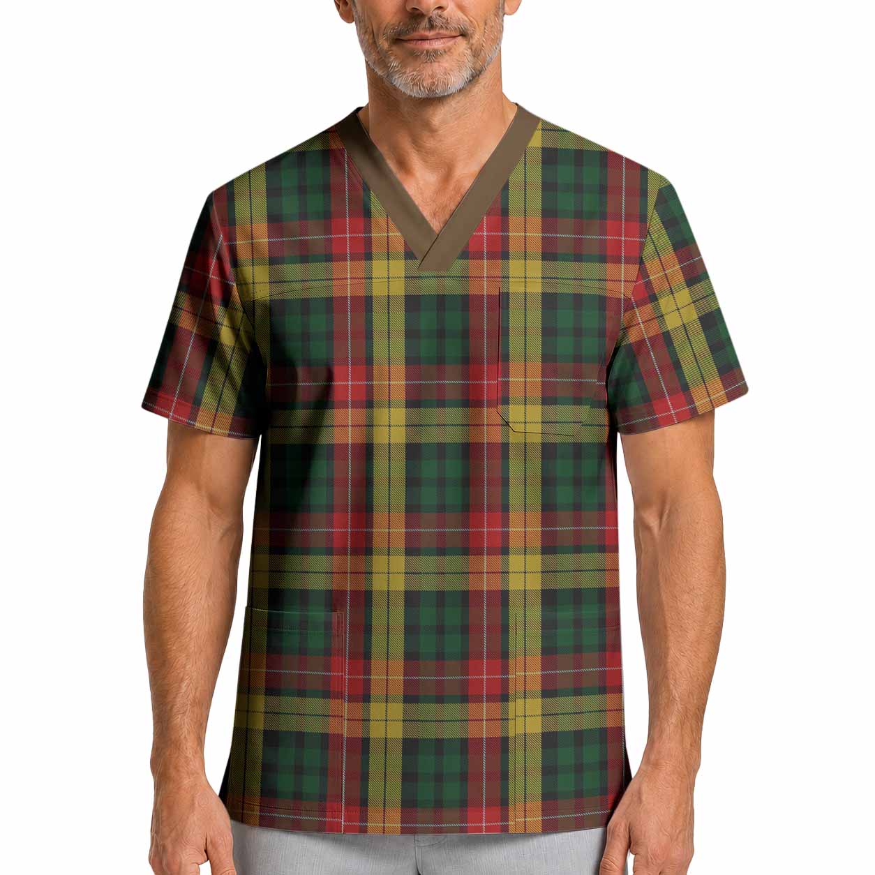 Buchanan Tartan Scrub Top XL - Tartan Vibes Clothing