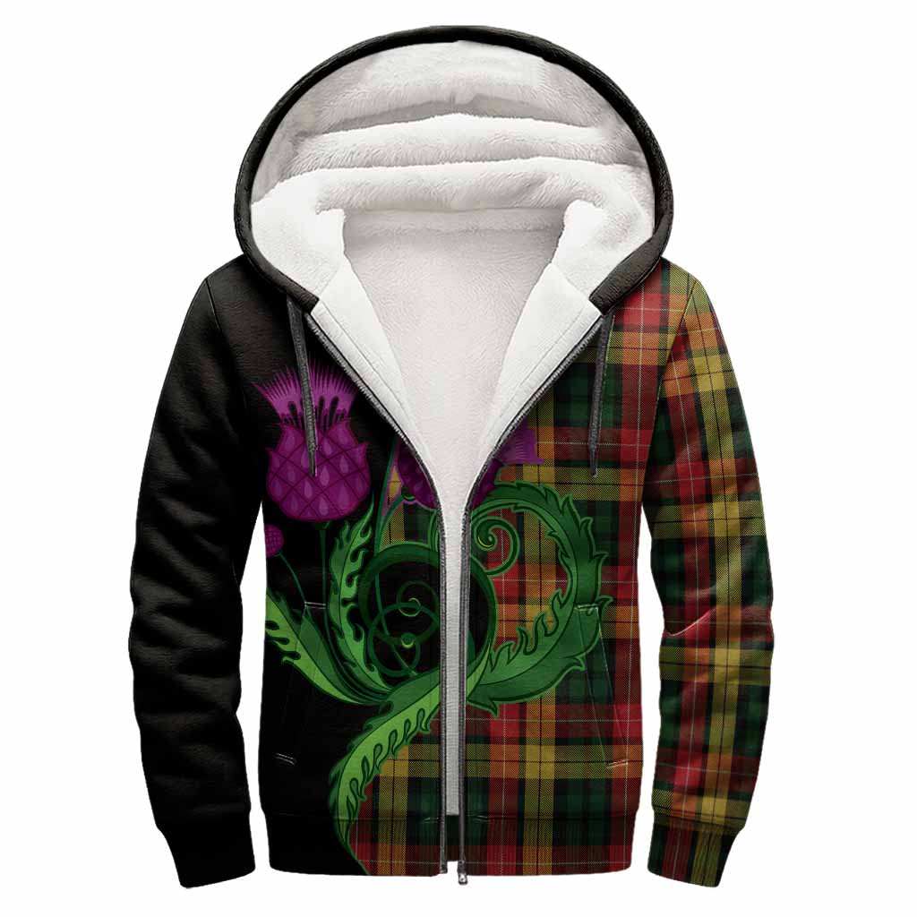 Buchanan Tartan Sherpa Hoodie Traditional Scottish Thistle