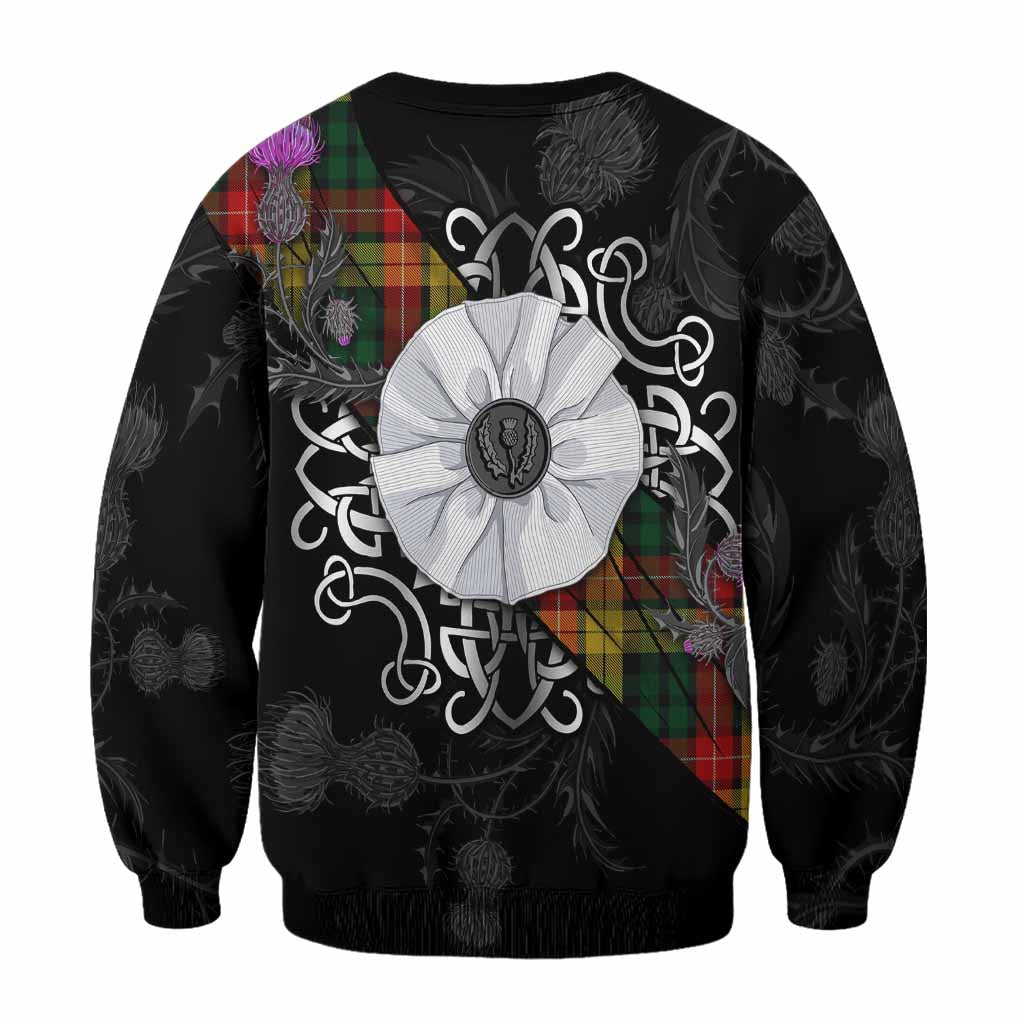 Buchanan Tartan Sweatshirt Jacobite White Rose - Tartan Vibes Clothing