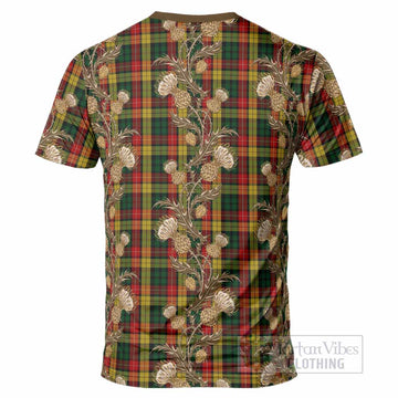 Buchanan Tartan T-Shirt Seamless Scottish Thistle Flowers
