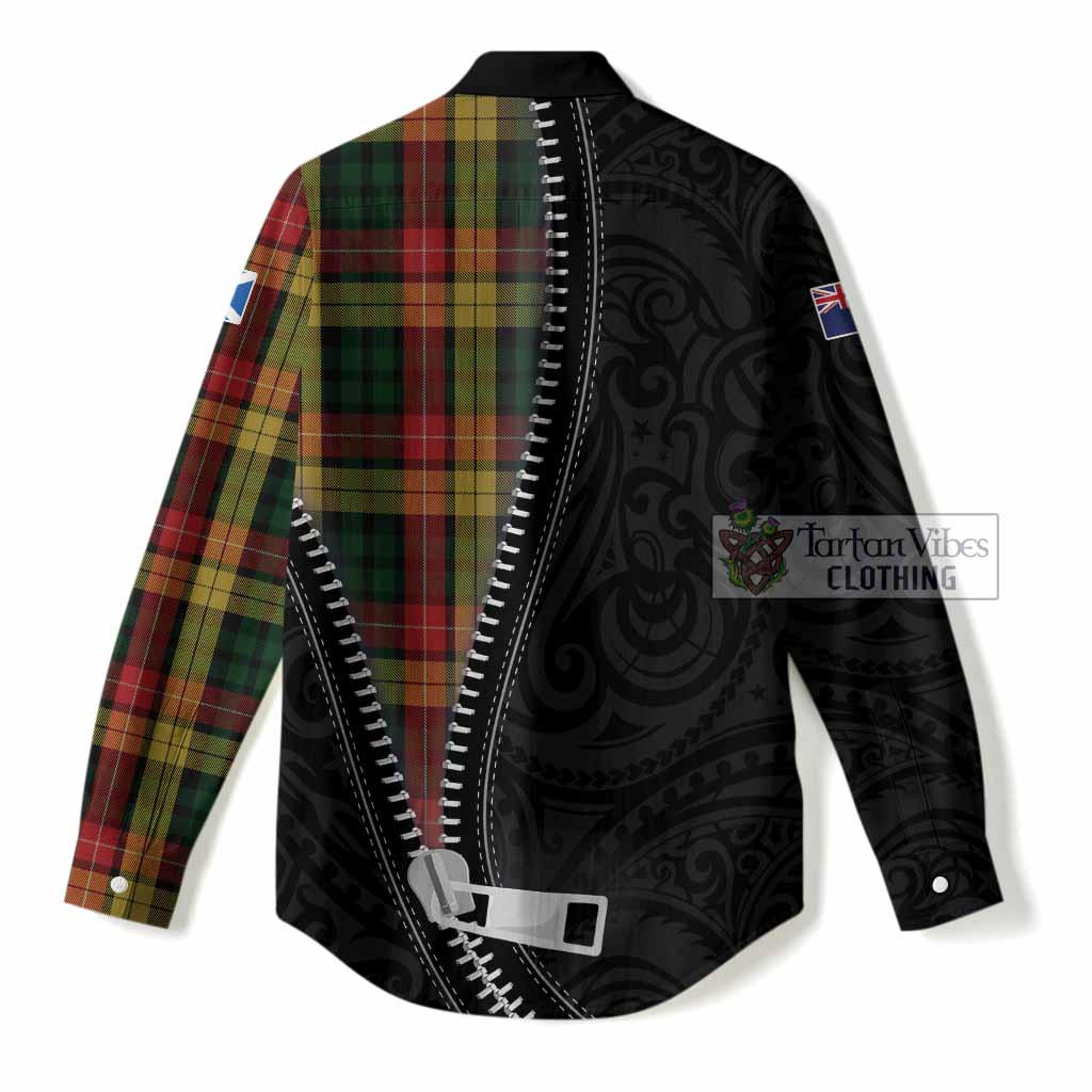 Buchanan Tartan Women Casual Shirt New Zealand Pattern Unique Zipper Stylized