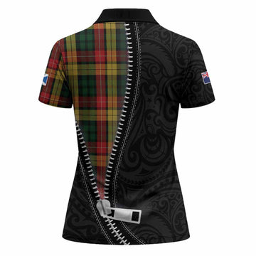 Buchanan Tartan Women Polo Shirt New Zealand Pattern Unique Zipper Stylized