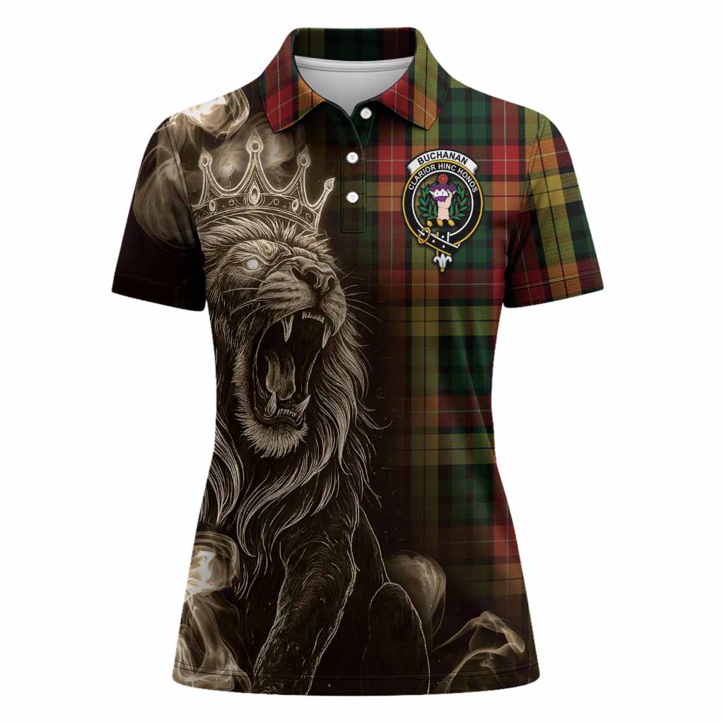 Buchanan Tartan Women Polo Shirt Roaring Lion Heritage