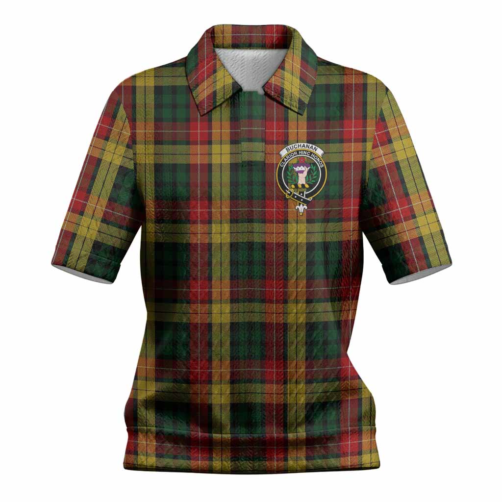 Buchanan Tartan Women’s Polo Sweater Top with Family Crest