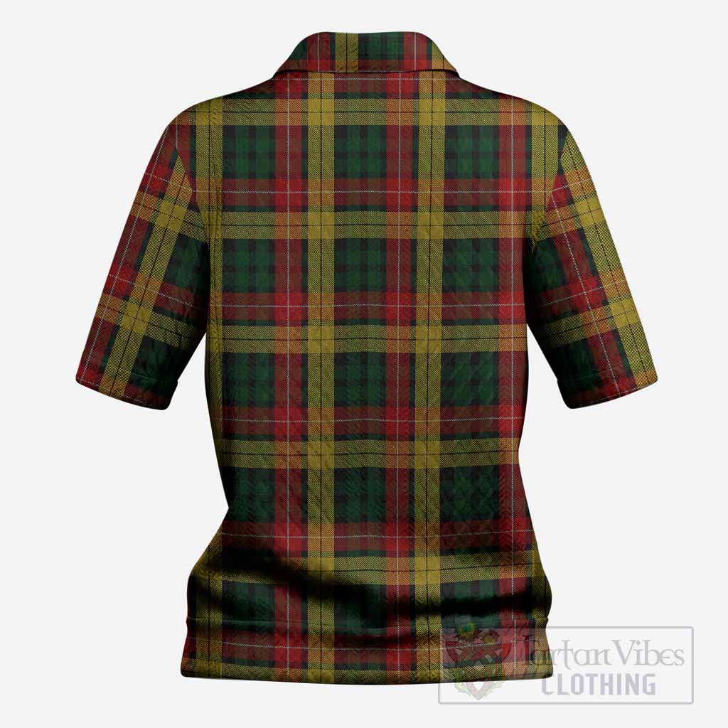 Buchanan Tartan Women’s Polo Sweater Top with Family Crest