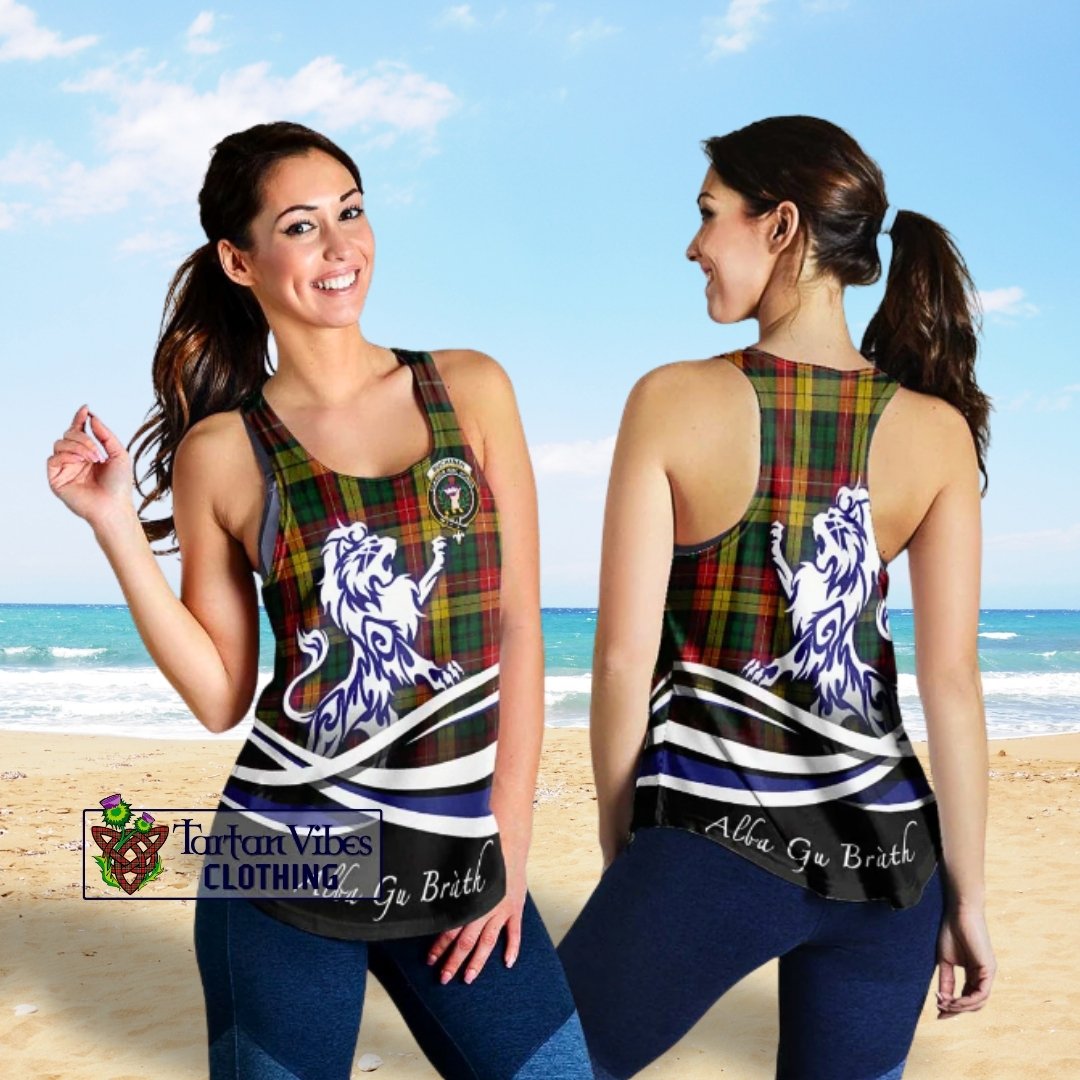 Buchanan Tartan Women's Racerback Tanks with Alba Gu Brath Regal Lion Emblem