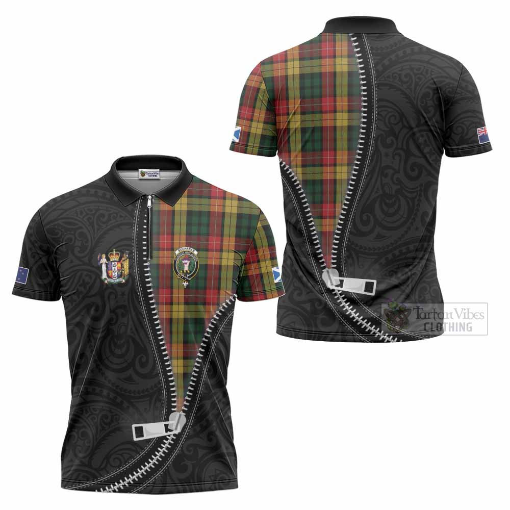Buchanan Tartan Zipper Polo Shirt New Zealand Pattern Unique Zipper Stylized