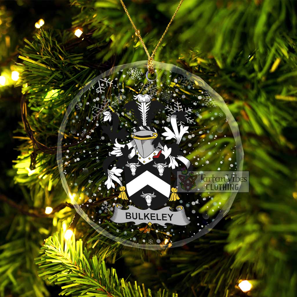 Bulkeley Irish Clan Christmas Glass Ornament with Coat of Arms Transparent Glass Circle - 2D-tartanvibesclothing