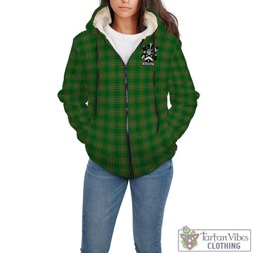 Bulkeley Irish Clan Tartan Sherpa Hoodie with Coat of Arms - Tartan Vibes Clothing
