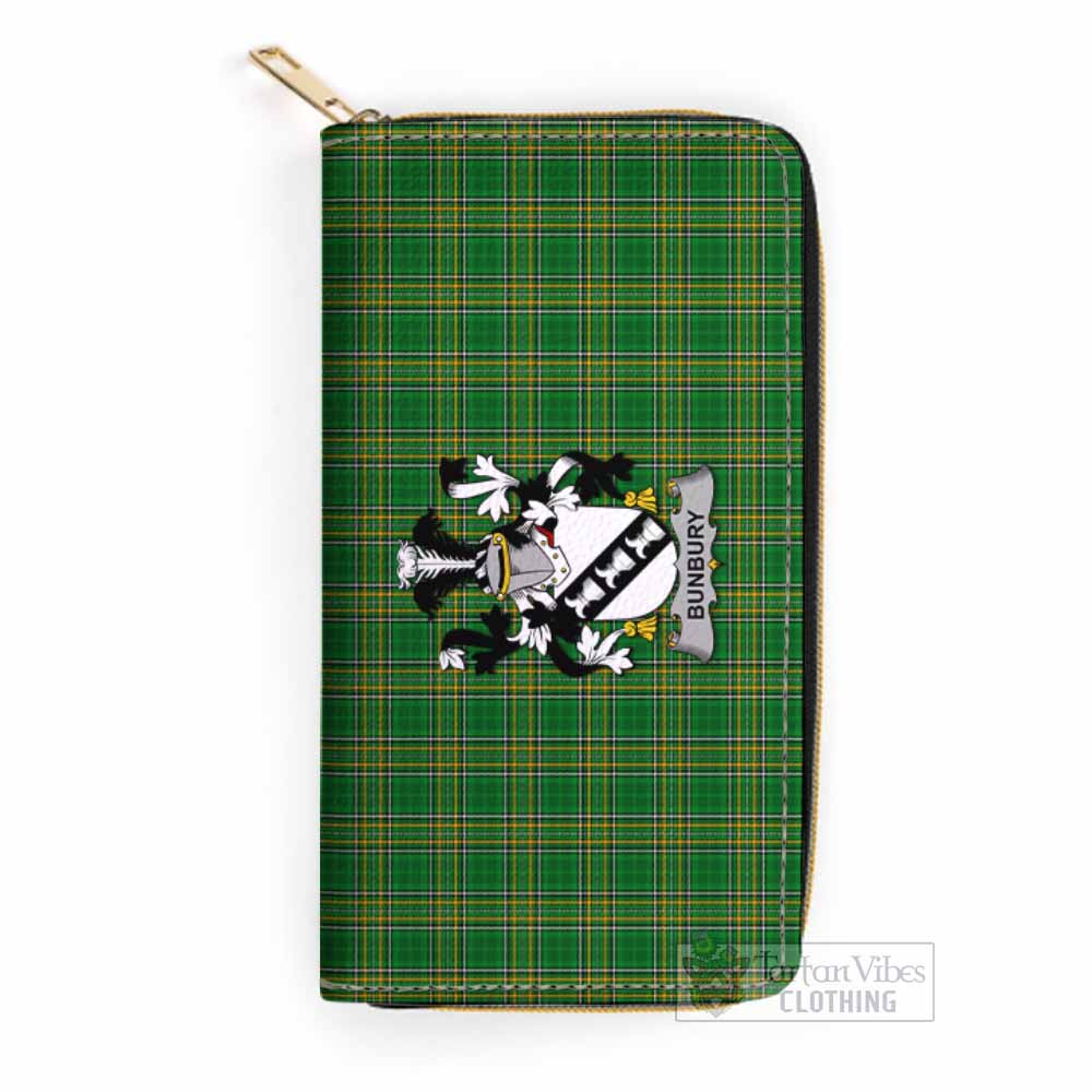 Tartan Vibes Clothing Bunbury Irish Clan Tartan Women's Leather Wallet with Coat of Arms