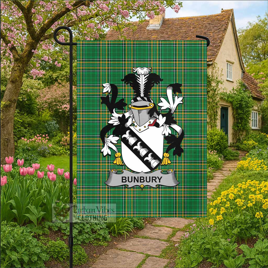 Bunbury Irish Clan Tartan Flag with Coat of Arms