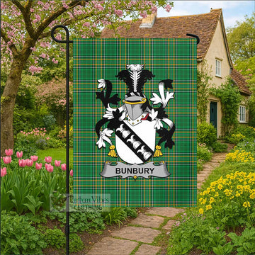 Bunbury Irish Clan Tartan Garden Flag with Coat of Arms