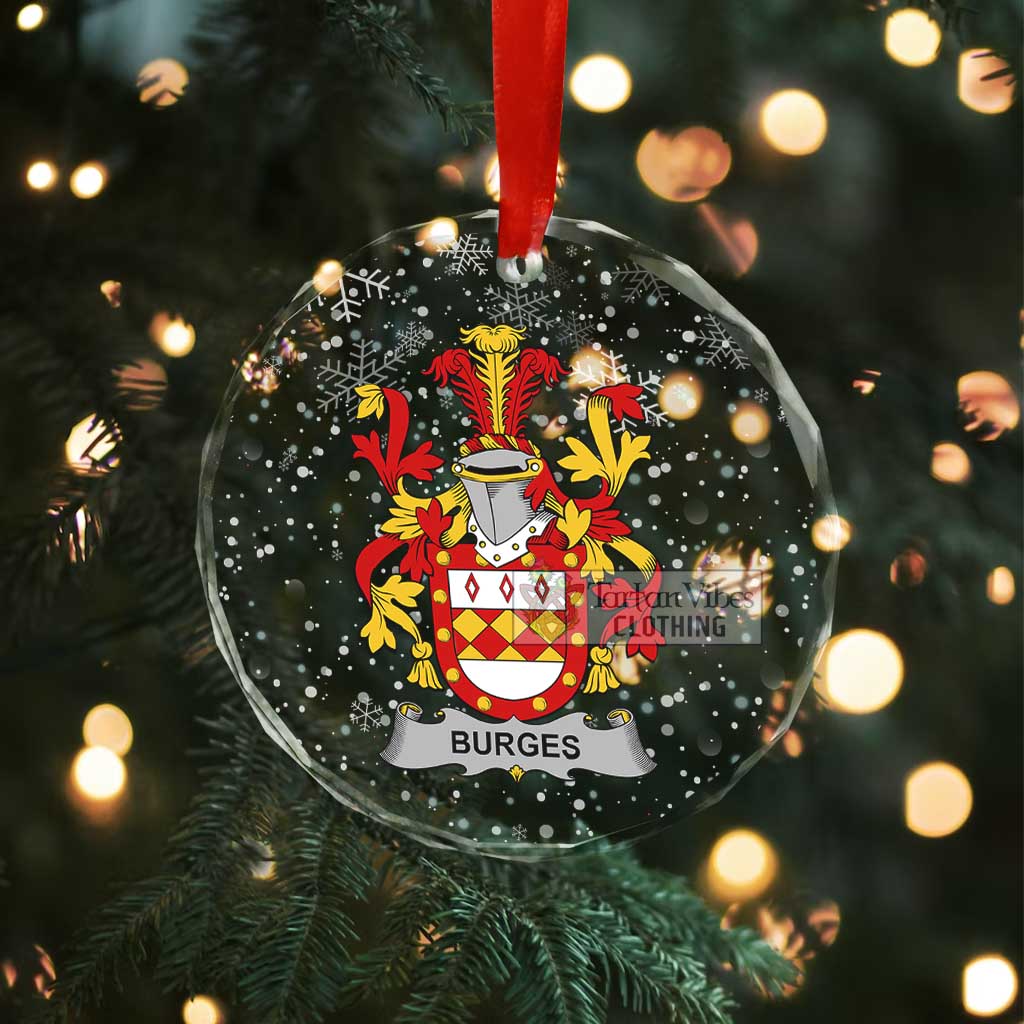 Burges Irish Clan Christmas Glass Ornament with Coat of Arms - 2D-tartanvibesclothing