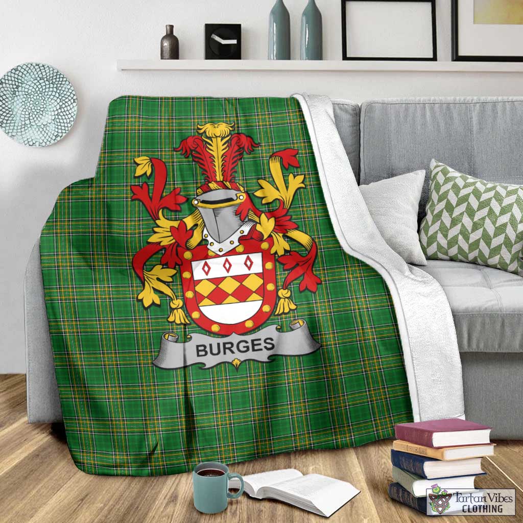 Burges Irish Clan Tartan Blanket with Coat of Arms - Tartan Vibes Clothing