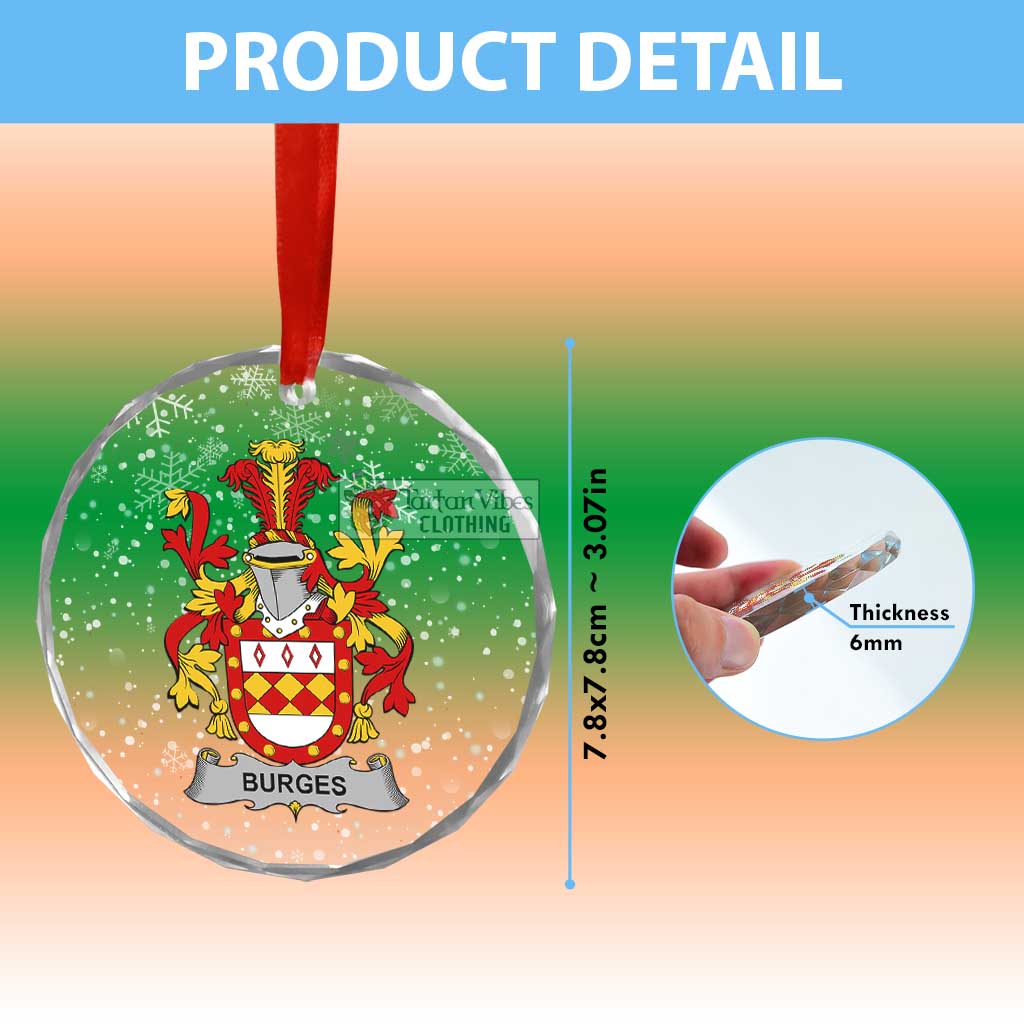 Burges Irish Clan Christmas Glass Ornament with Coat of Arms - 2D-tartanvibesclothing