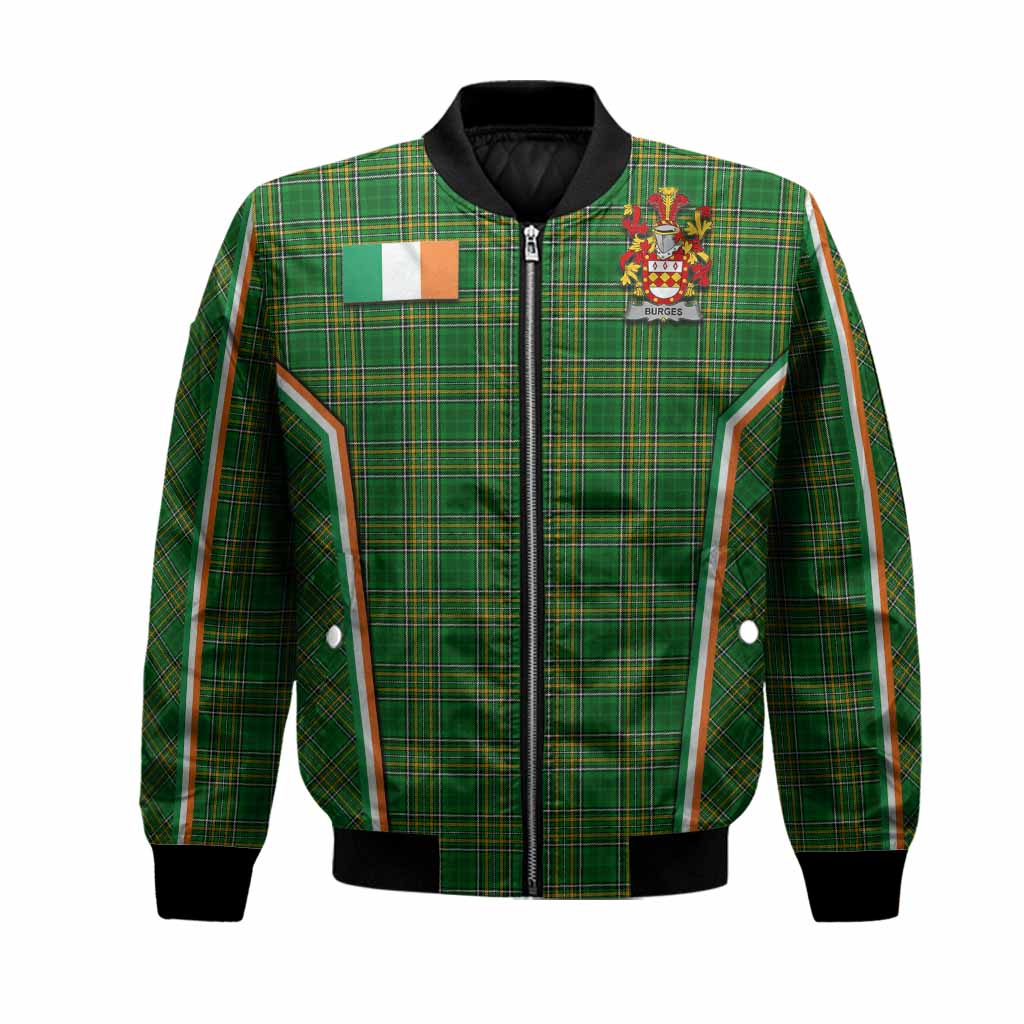 Burges Irish Clan Coat of Arm Tartan Bomber Jacket Flag Style