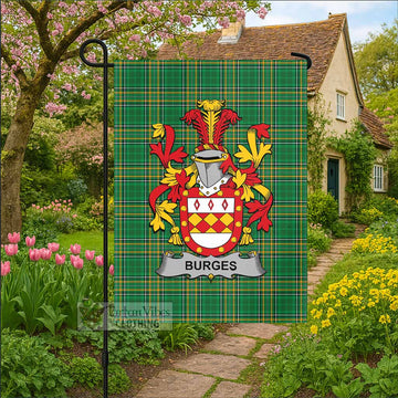 Burges Irish Clan Tartan Flag with Coat of Arms