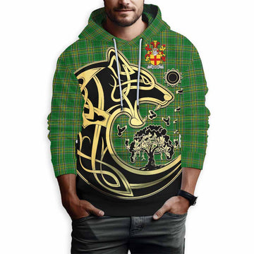 Burgh Irish Tartan Hoodie with Coat of Arms Celtic Wolf Style