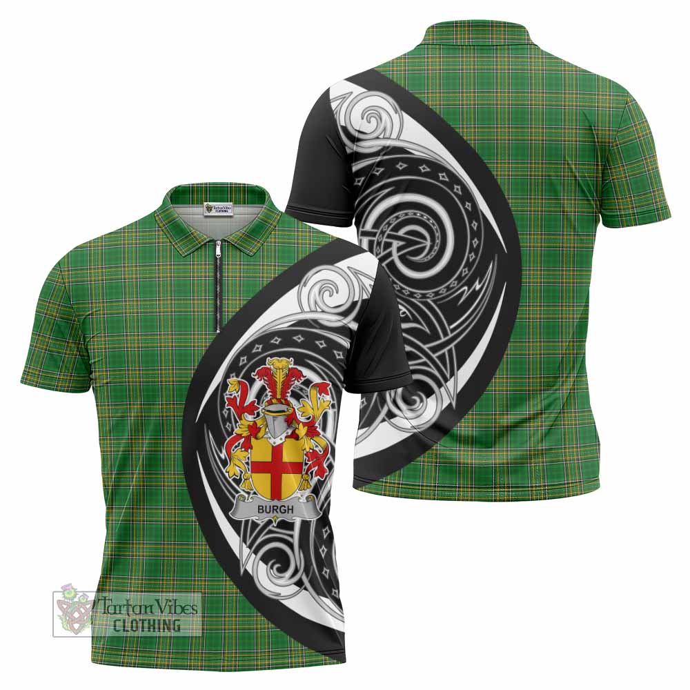 Tartan Vibes Clothing Burgh Irish Clan Zipper Polo Shirt Celtic Circle Style