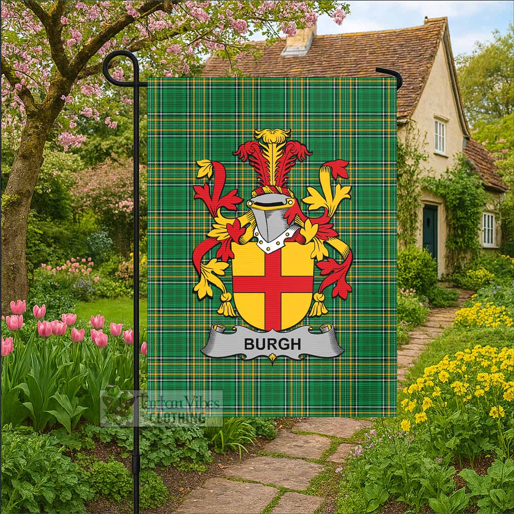 Burgh Irish Clan Tartan Flag with Coat of Arms