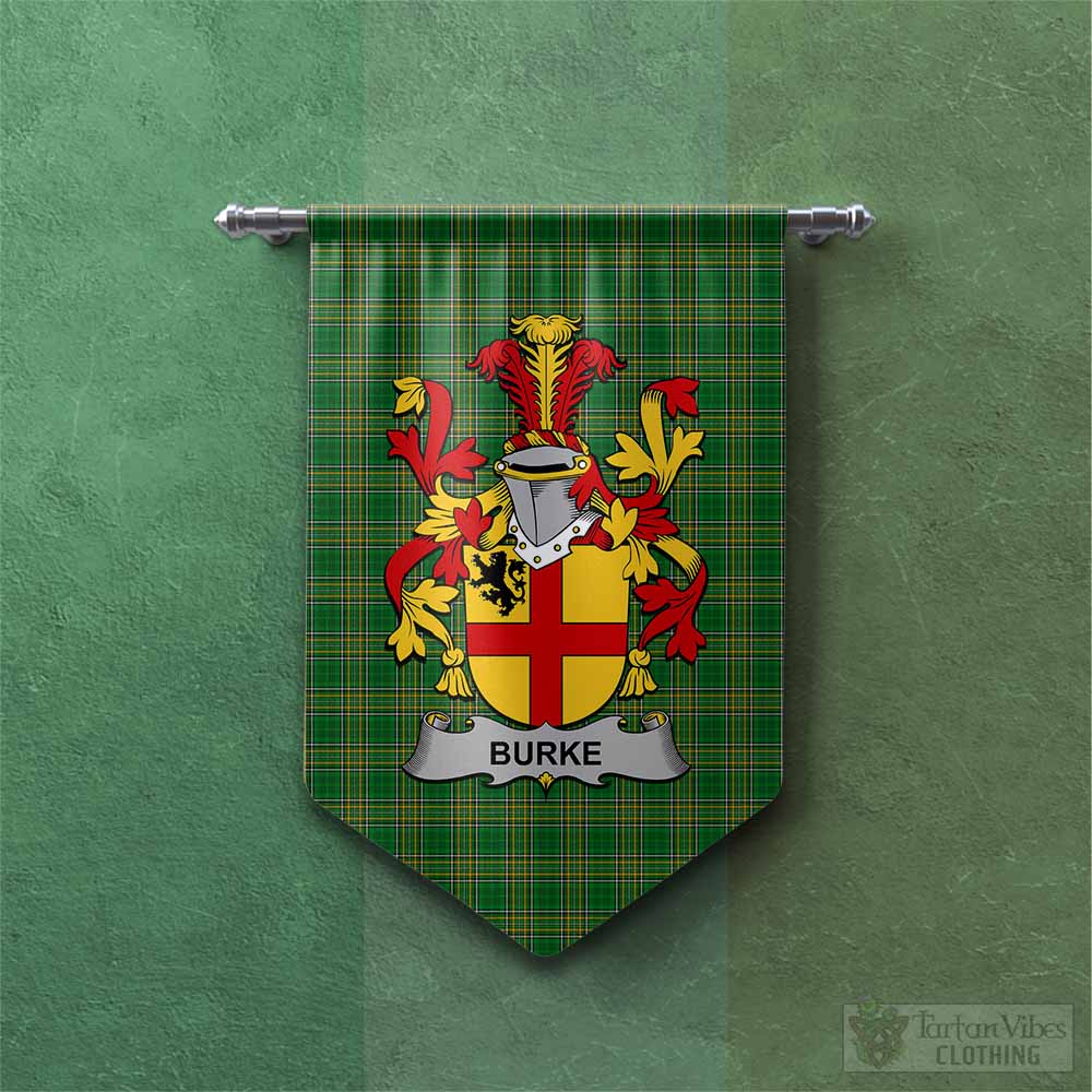 Tartan Vibes Clothing Burke Irish Clan Tartan Gonfalon, Tartan Banner with Coat of Arms