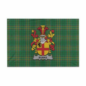 Tartan Vibes Clothing Burke Irish Clan Tartan House Flag with Coat of Arms