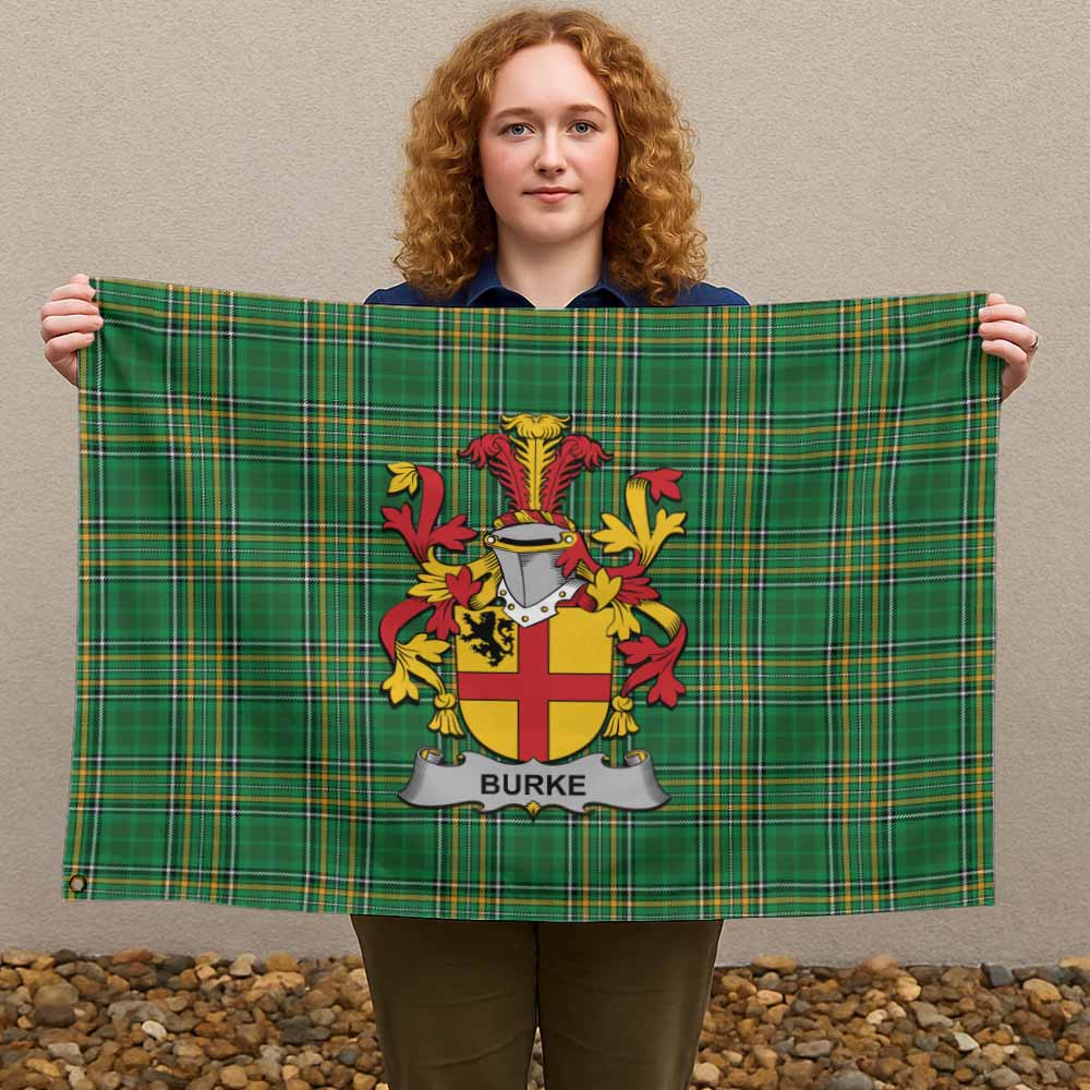 Tartan Vibes Clothing Burke Irish Clan Tartan House Flag with Coat of Arms