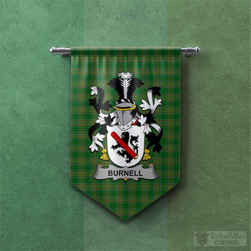 Burnell Irish Clan Tartan Gonfalon, Tartan Banner with Coat of Arms