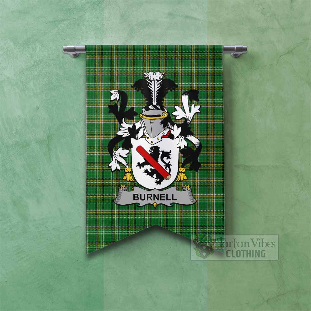 Tartan Vibes Clothing Burnell Irish Clan Tartan Gonfalon, Tartan Banner with Coat of Arms