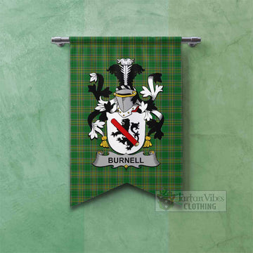 Burnell Irish Clan Tartan Gonfalon, Tartan Banner with Coat of Arms