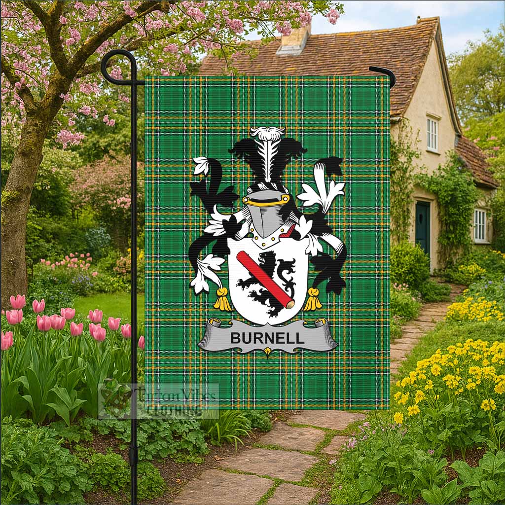 Burnell Irish Clan Tartan Flag with Coat of Arms
