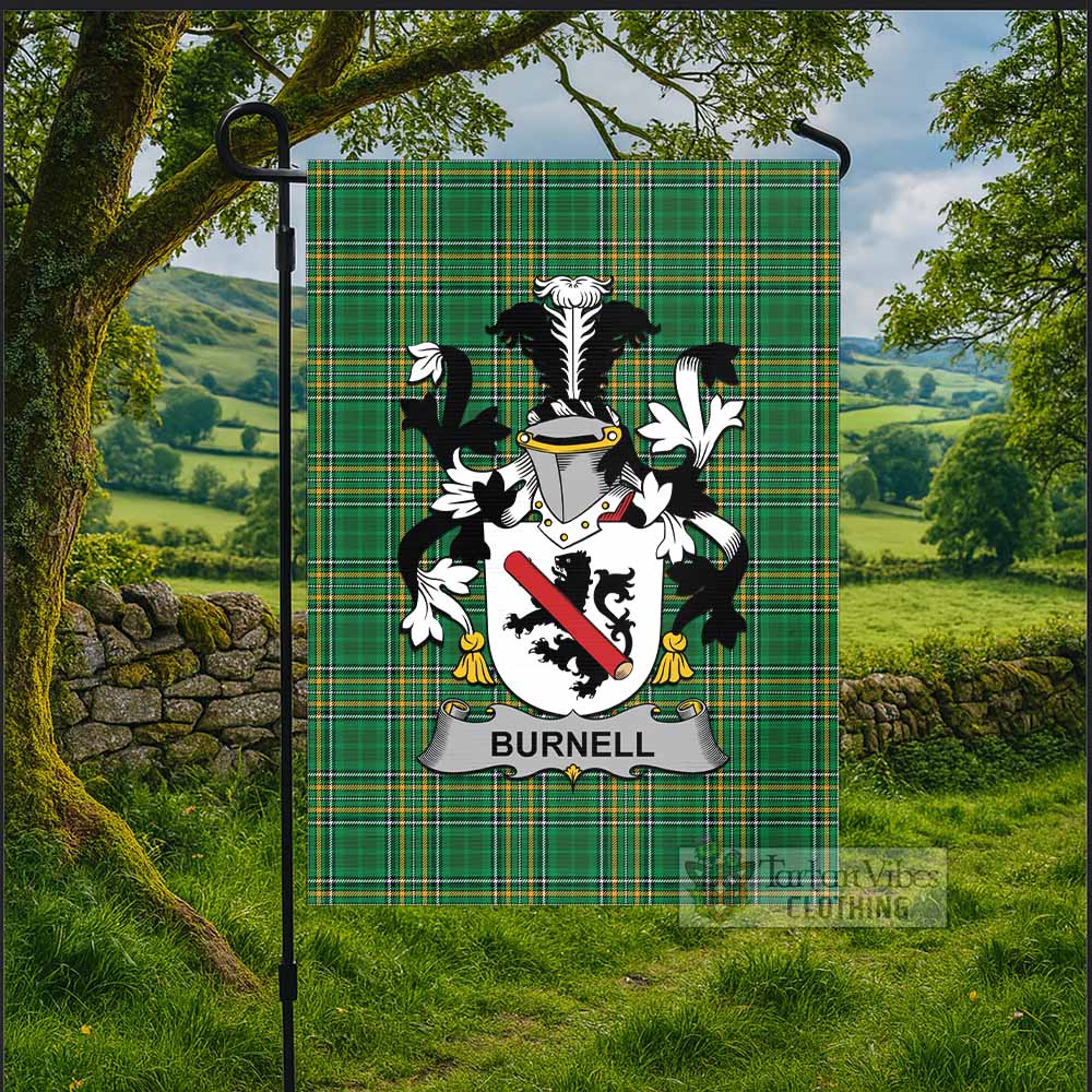 Burnell Irish Clan Tartan Flag with Coat of Arms