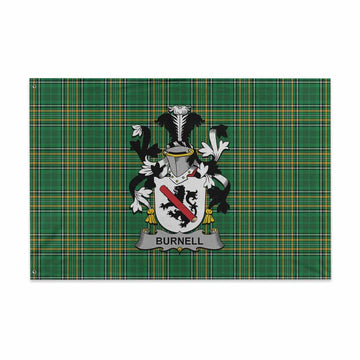 Burnell Irish Clan Tartan House Flag with Coat of Arms