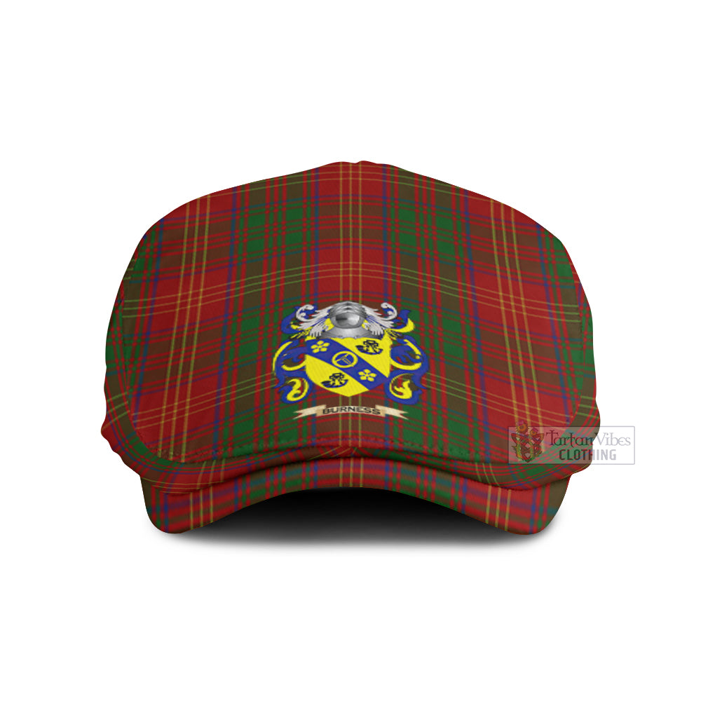 Burness Tartan Jeff Cap, Tartan Flat Cap with Coat of Arms Jeff Hat - Tartan Vibes Clothing