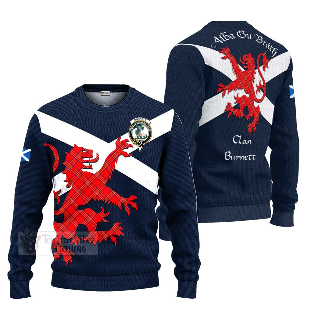 Tartan Vibes Clothing Burnett Tartan Lion Rampant Knitted Sweater – Proudly Display Your Heritage with Alba Gu Brath and Clan Name