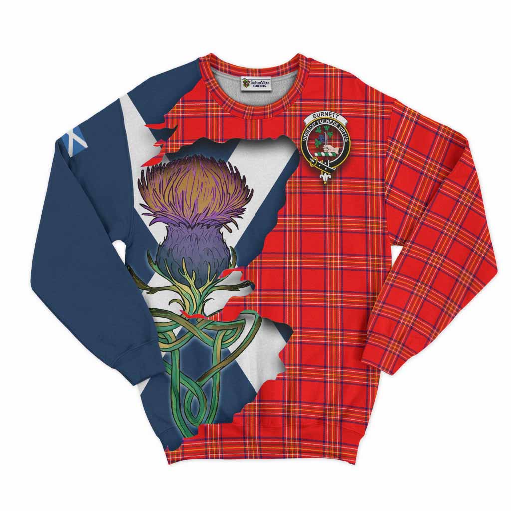 Tartan Vibes Clothing Burnett Tartan Family Crest Sweatshirt Scottish Thistle Celtic Inspired