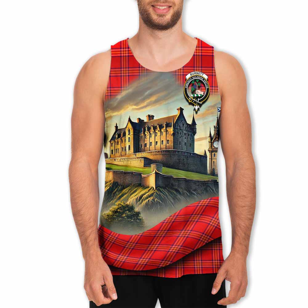 Tartan Vibes Clothing Burnett Tartan Family Crest Men's Tank Top with Scottish Ancient Castle Style