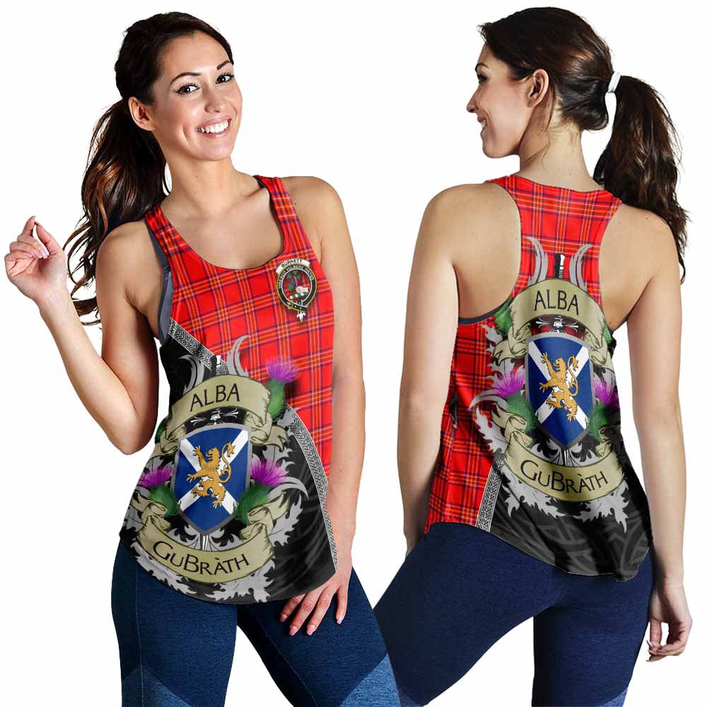 Tartan Vibes Clothing Burnett Tartan Family Crest Women's Racerback Tanks Lion Rampant Royal Thistle Shield Celtic Inspired