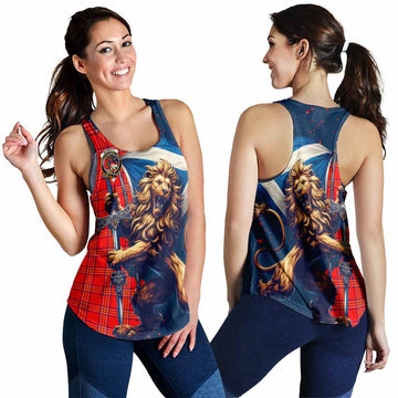 Tartan Vibes Clothing Burnett Tartan Family Crest Women's Racerback Tanks with Scottish Majestic Lion