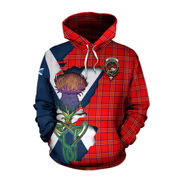 Tartan Vibes Clothing Burnett Tartan Family Crest Cotton Hoodie Scottish Thistle Celtic Inspired
