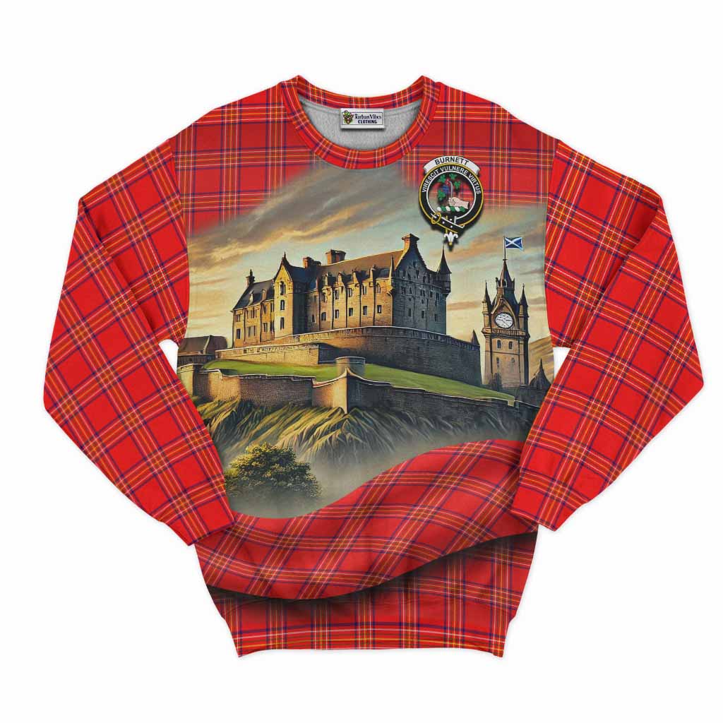 Tartan Vibes Clothing Burnett Tartan Family Crest Sweatshirt with Scottish Ancient Castle Style