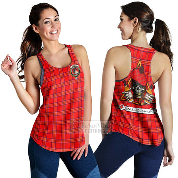 Tartan Vibes Clothing Burnett Tartan Women's Racerback Tanks with Family Crest and Bearded Skull Holding Bottles of Whiskey