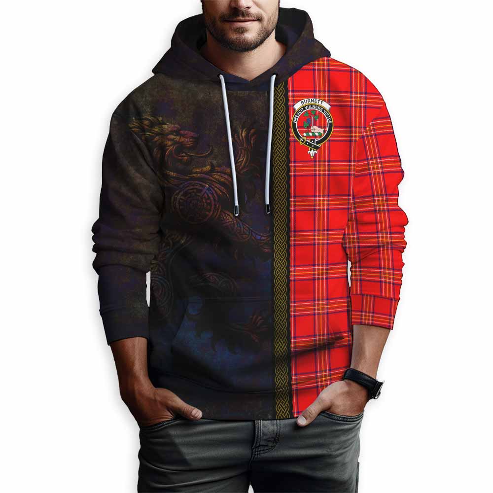 Tartan Vibes Clothing Burnett Tartan Family Crest Hoodie Alba Gu Brath Be Brave Lion Ancient Style