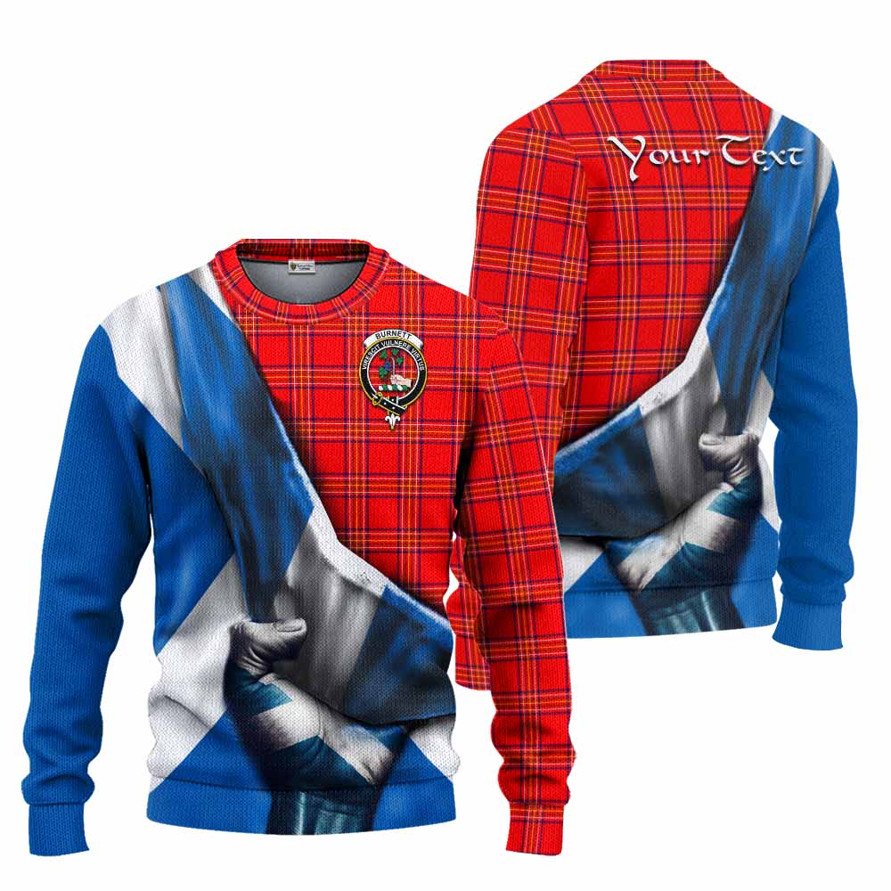 Tartan Vibes Clothing Burnett Tartan Knitted Sweater with Family Crest Scotland Patriotic Style